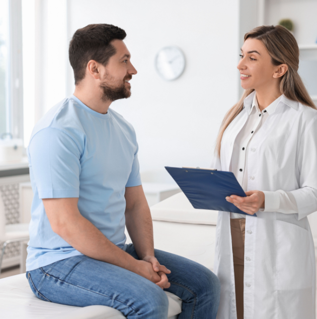 Adult patient being seen by a provider at Elon Health Urgent Care in Davenport, FL