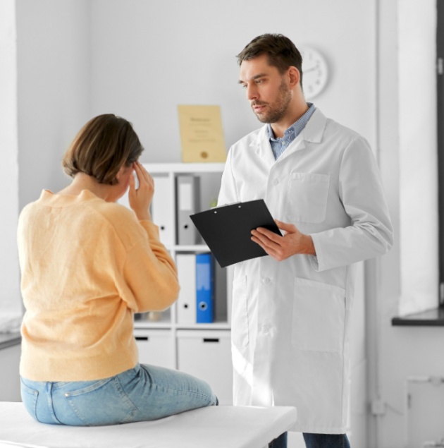 Patient receiving relief from a migraine at Elon Health Urgent Care in Davenport, FL